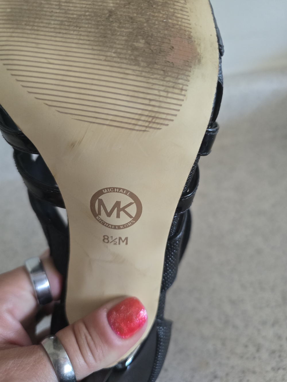 Michael Kors Black Strappy High Heel Sandals with Ankle Cuff - Picture 5 of 5